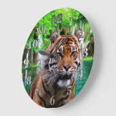 Tiger und Wasserfall Große Wanduhr (Winkel)