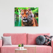 Tiger und Wasserfall Leinwanddruck (Insitu (Wohnzimmer))