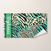 Tiger und Zebra bedrucken grün und braun Badhandtuch Set (Handtuch)