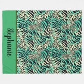 Tiger und Zebra bedrucken grün und braun Fleecedecke (Vorderseite (Horizontal))