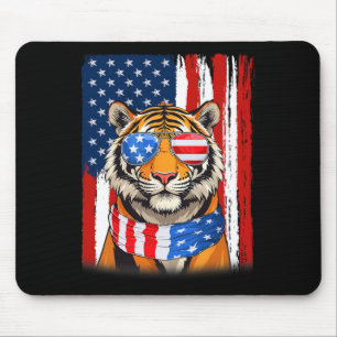 Tiger Us America Flag Männer Frauen 4. Juli Patrio Mousepad