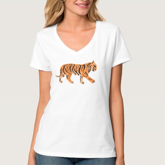Tiger-V-Nacken T-Shirt (Vorderseite)