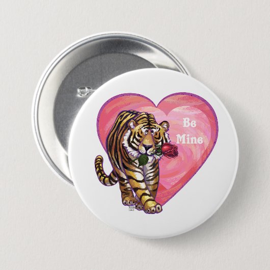 Tiger-Valentinstag Button (Vorne & Hinten)