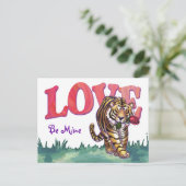 Tiger-Valentinstag Feiertagspostkarte (Stehend Vorderseite)