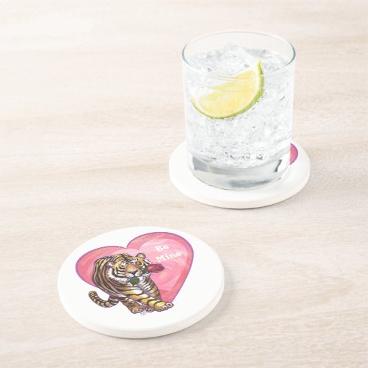 Tiger-Valentinstag Getränkeuntersetzer (Seite)
