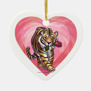 Tiger-Valentinstag Keramik Ornament