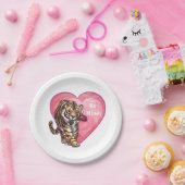 Tiger-Valentinstag Pappteller (Party)