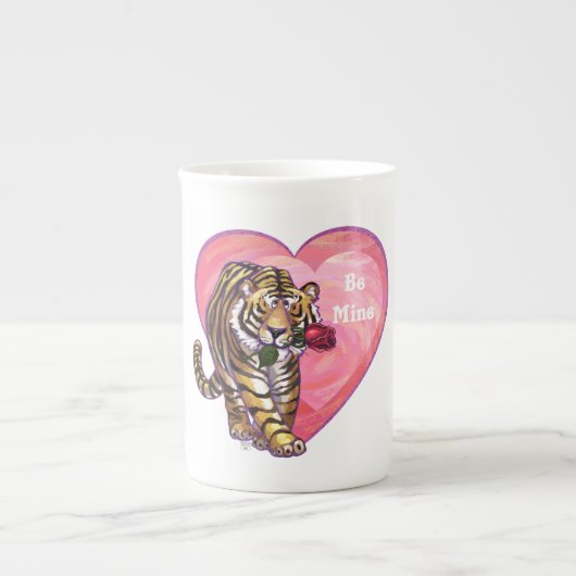 Tiger-Valentinstag Porzellantasse (Vorderseite)
