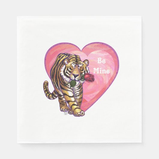 Tiger-Valentinstag Serviette (Vorderseite)
