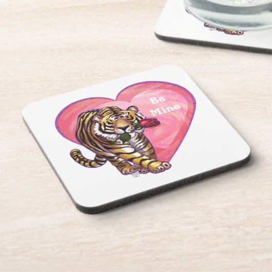 Tiger-Valentinstag Untersetzer (Linke Seite)