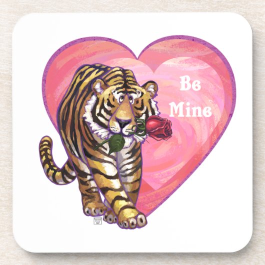 Tiger-Valentinstag Untersetzer (Vorderseite)