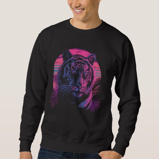 Tiger Vaporwave Ästhetische Vintage Synthwave 80er Sweatshirt (Vorderseite)