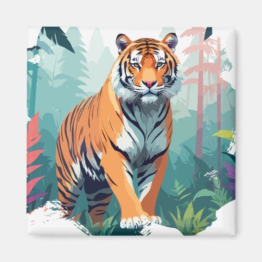 Tiger Vector Art Tierwelt Magnet (Vorne)