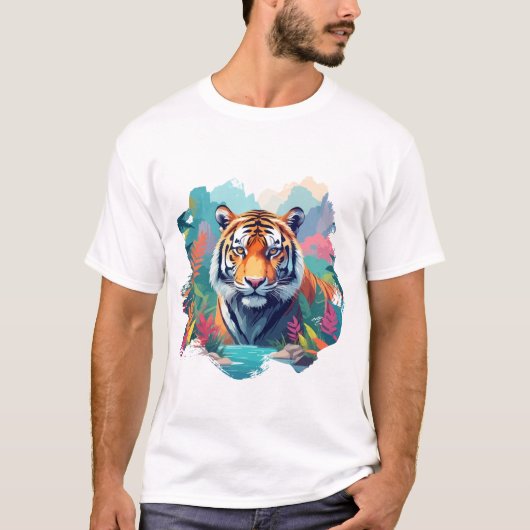Tiger Vector Art Tierwelt T-Shirt (Vorderseite)