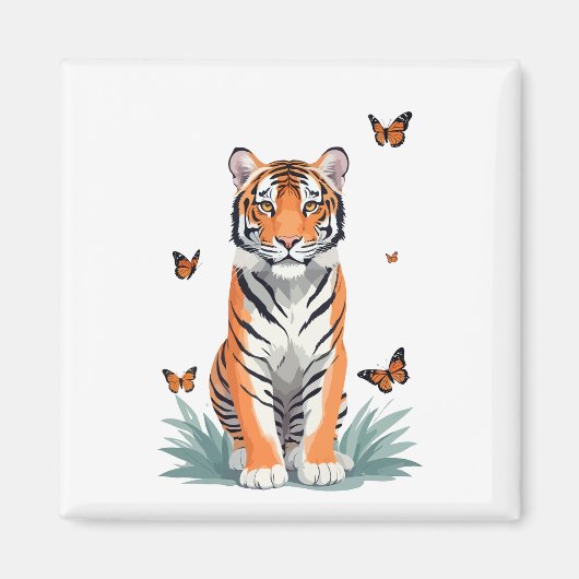 Tiger Vector Malerei Adorable Fun Animal Playing Magnet (Vorne)