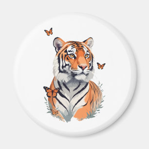 Tiger Vector Malerei Adorable Fun Animal Playing Magnet