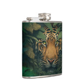 Tiger versteckt sich im Laub Flachmann (Rechts)