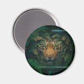 Tiger versteckt sich im Laub               Magnet (Vorderseite/Rückseite)