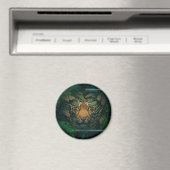 Tiger versteckt sich im Laub               Magnet (In Situ (Geschirrspüler))