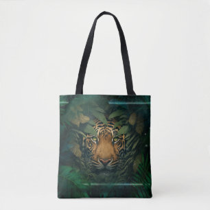 Tiger versteckt sich im Laub                Tasche