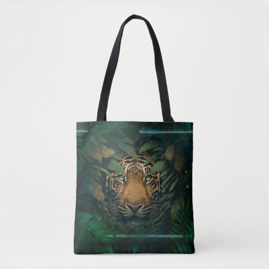 Tiger versteckt sich im Laub Tasche (Vorderseite)