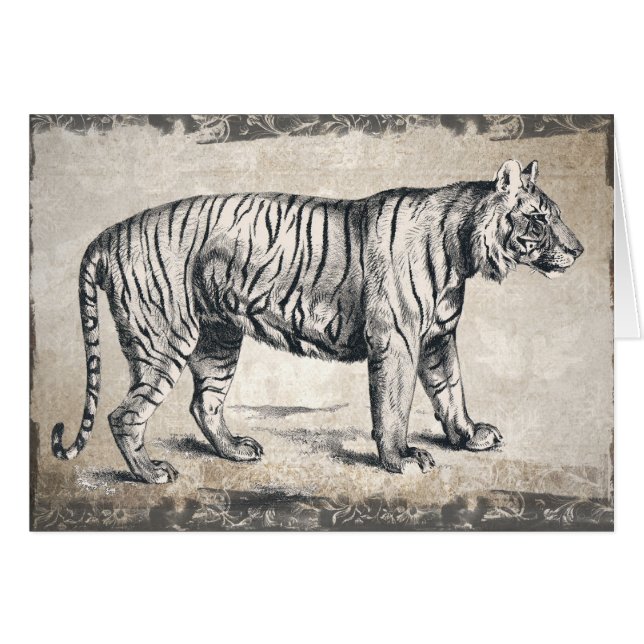 Tiger Vintag Wildlife Grunge Decorative (Vorderseite (Horizontal))