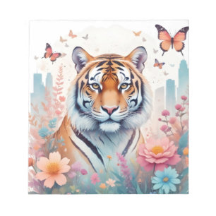Tiger Vintage Natur-Wald Dschungel-Blume Notizblock
