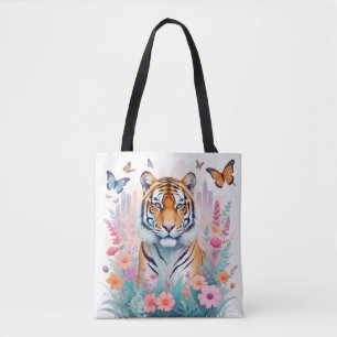 Tiger Vintage Natur-Wald Dschungel-Blume Tasche