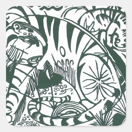 Tiger von Franz Marc, Vintage Ausdruckskunst Quadratischer Aufkleber (Vorderseite)