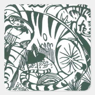 Tiger von Franz Marc, Vintage-Expressionismus-Kuns Quadratischer Aufkleber