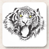 Tiger wachsen schwarz mit gelben Augen Getränkeuntersetzer (Vorderseite)