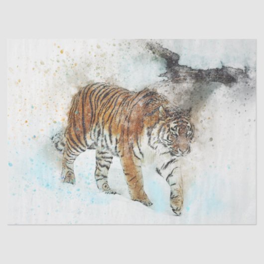 Tiger Walking Art Decoupage Seidenpapier (Vorderseite)