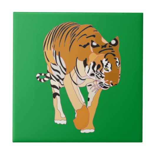 Tiger Walking Digital Painting Keramik Tile Fliese (Vorderseite)