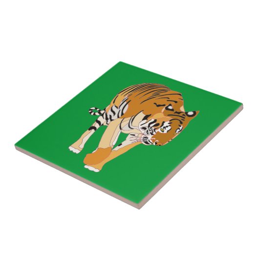 Tiger Walking Digital Painting Keramik Tile Fliese (Seite)