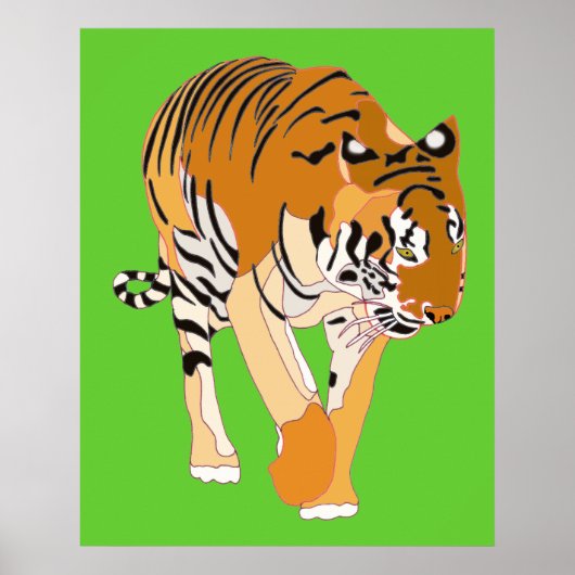 Tiger Walking Digital Painting Poster (Vorne)