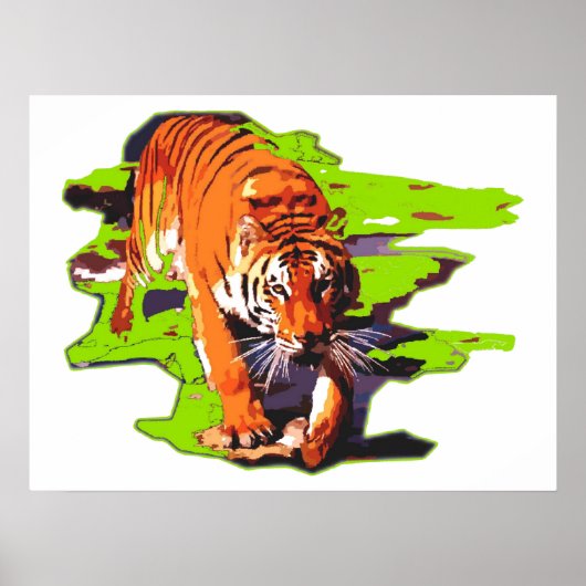 Tiger Walking Pop Art Poster (Vorne)