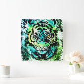 Tiger Wall Clock - farbenfrohe Tiger Eyes Quadratische Wanduhr (Zuhause)