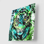 Tiger Wall Clock - farbenfrohe Tiger Eyes Quadratische Wanduhr (Winkel)