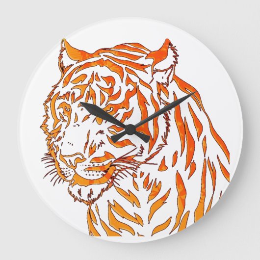 Tiger Wall Clock Große Wanduhr (Vorderseite)
