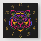 Tiger Wall Clock Quadratische Wanduhr (Vorderseite)