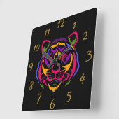 Tiger Wall Clock Quadratische Wanduhr (Winkel)