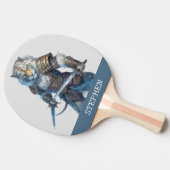 Tiger Warrior Knight Personalized Name Tischtennis Schläger (Seitenansicht)