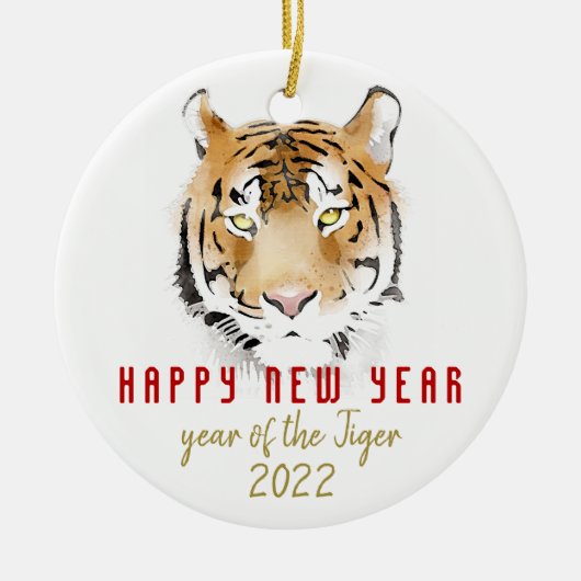 Tiger Watercolor Chinesisch Neujahr 2022 Zodiac Keramik Ornament (Vorne)