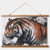 Tiger Watercolor Grunge Wandteppich Mit Holzrahmen (Vorderseite 2)