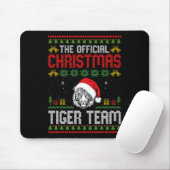 Tiger Wearing Santa Hat Xmas Lights Merry Christma Mousepad (Mit Mouse)
