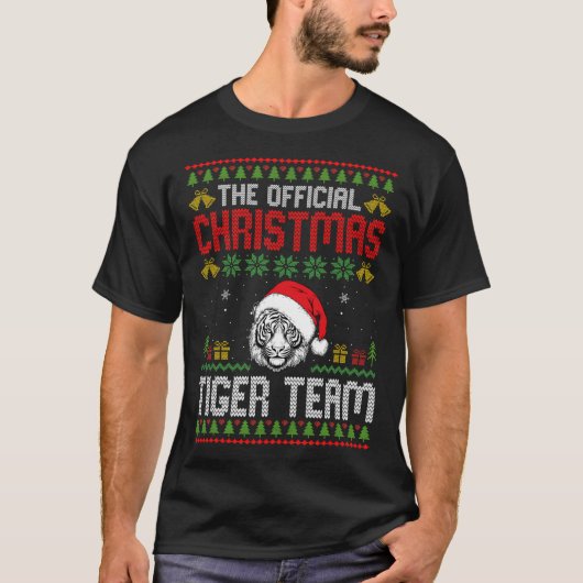 Tiger Wearing Santa Hat Xmas Lights Merry Christma T-Shirt (Vorderseite)