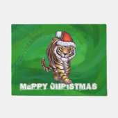 Tiger Weihnachten auf Grün Fußmatte (Vorderseite)