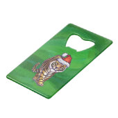 Tiger Weihnachten auf Grün Geldkarten Flaschenöffner (Vorderseite Schrägansicht)