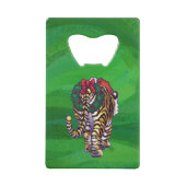 Tiger Weihnachten auf Grün Geldkarten Flaschenöffner (Rückseite)