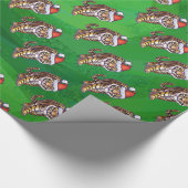 Tiger-Weihnachten auf Grün Geschenkpapier (Ecke)